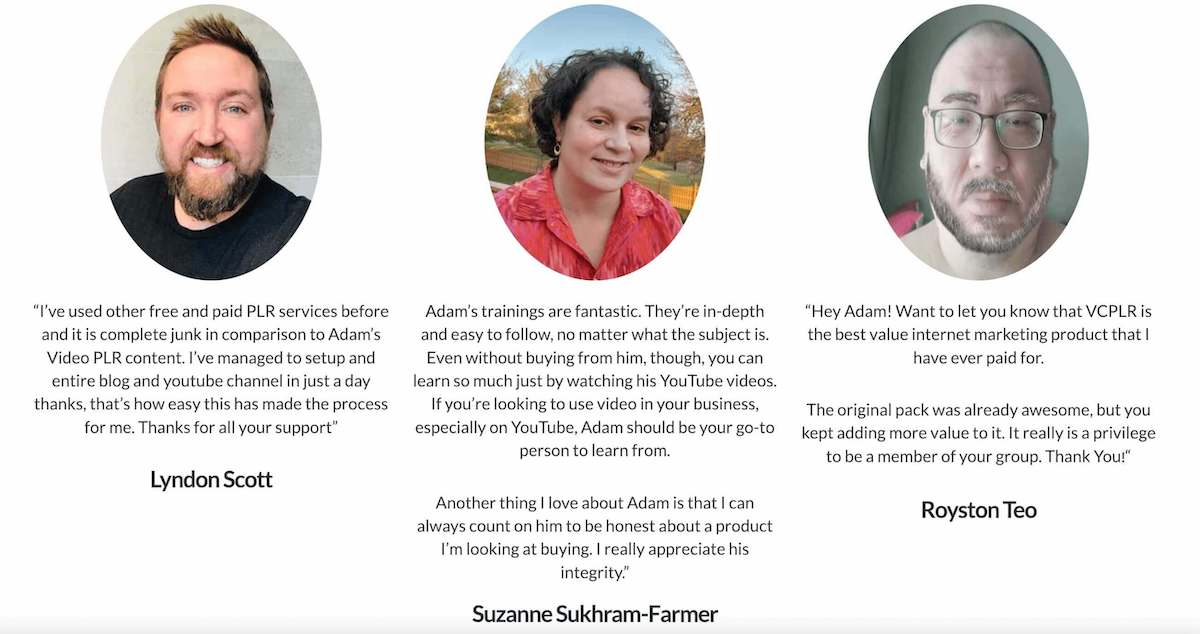 Video Content PLR Testimonials 