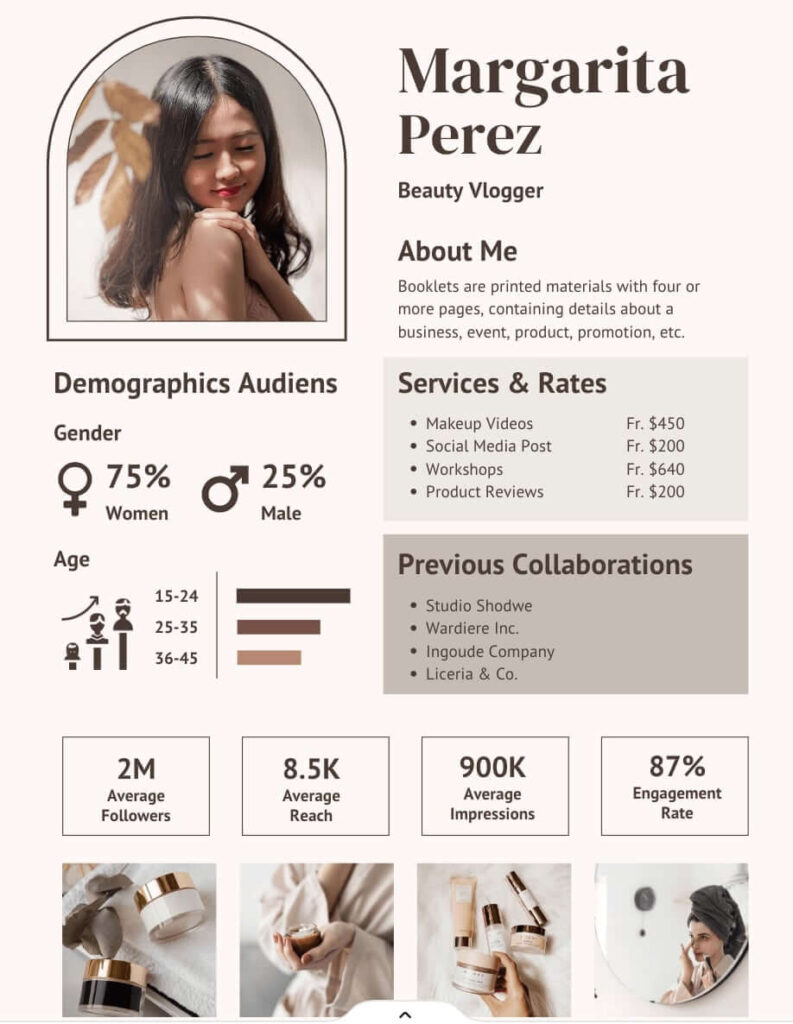 Beauty blog media kit