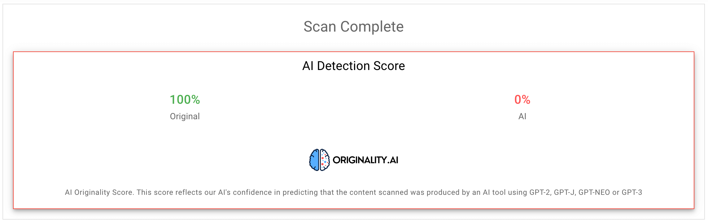 Originality AI scan 