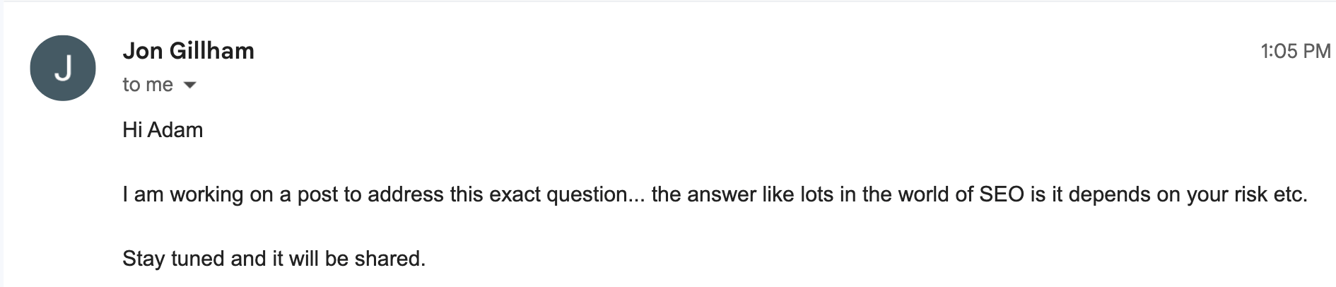 Reply from the owner